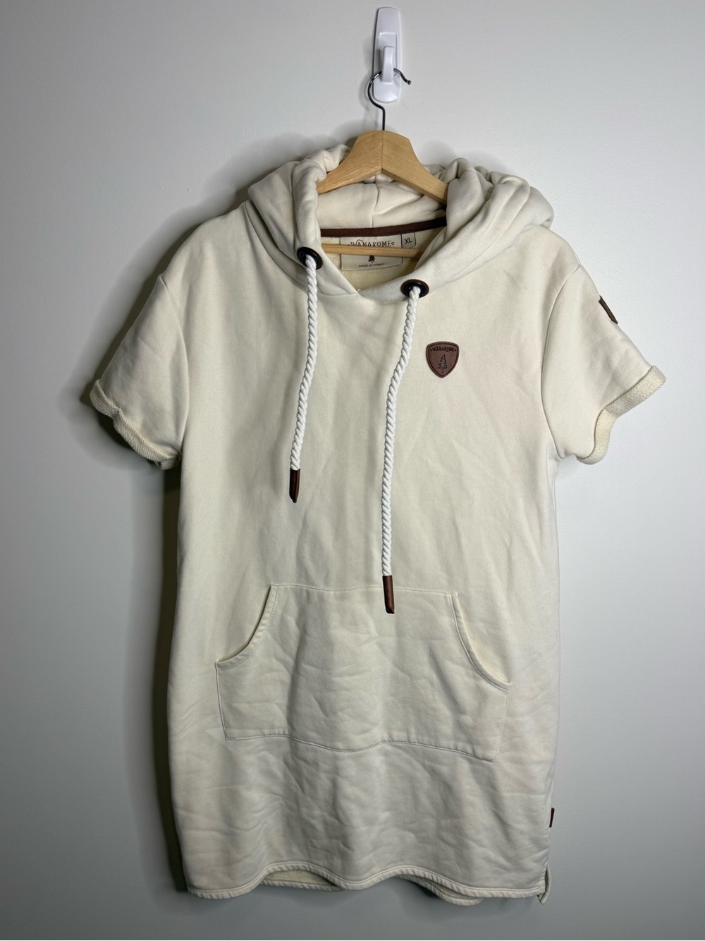 Wanakome Rebekka Hoodie Cozy Comfy Mini Short Sleeve Sweatshirt Dress XL